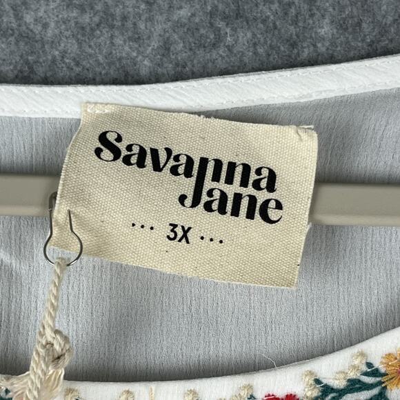 Savanna Jane Embroidered Top Womens 3X Floral Babydoll Boho Peasant Romantic NEW - Picture 6 of 16
